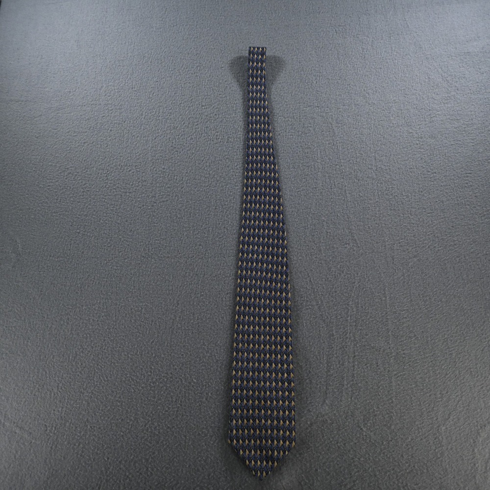 Jimmy Z Mens John Madden Collection Two Geometric Silk Necktie OS Blue Gold - Picture 4 of 7